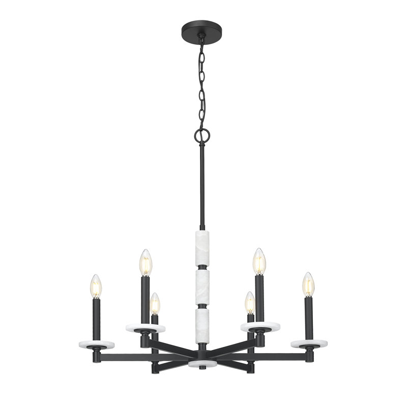 Lustre moderne Kaden, Six lumières, Noir mat, H 29 po x l 28 po x P 28 po