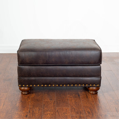 Leinster Faux Leather Upholstered Nailhead Ottoman