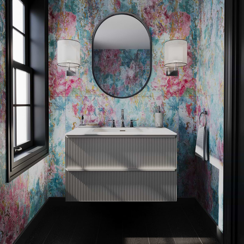 Astor 42" Single Vanity With Integrated White Solid Surfacetop, Pearl, 36"