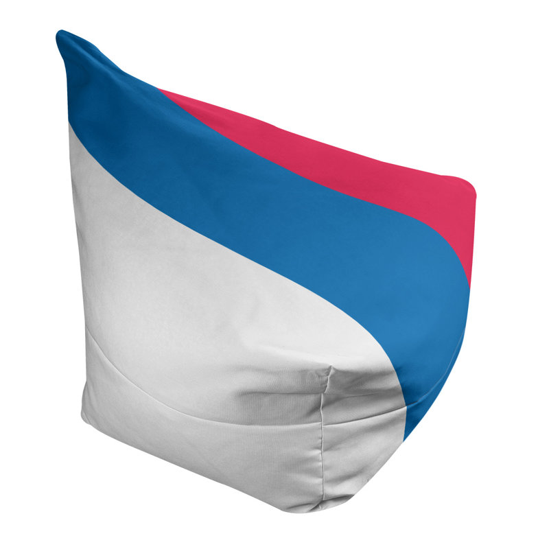 Bean Bag Chair & Lounger, 31" x 38" x 42", White/Blue/Red