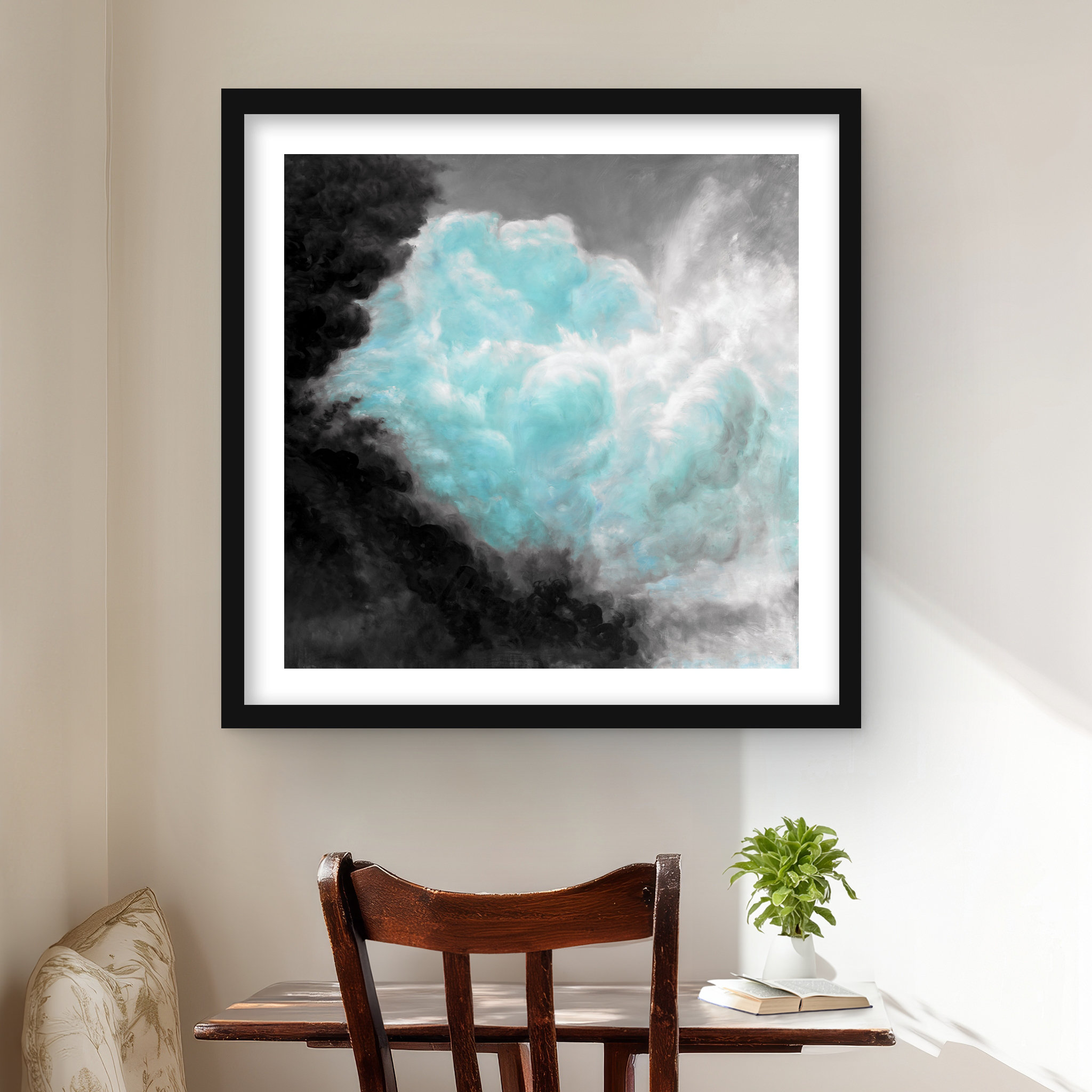 Lark Manor Turquoise Clouds - Framed Matted Print for Home Decor ...