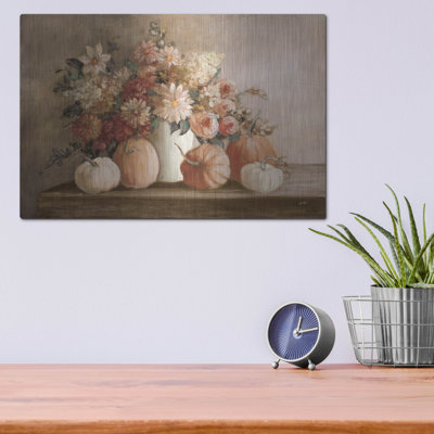 Art mural en métal luxueux «Harvest Bouquet Pomegranate» par Julia Purinton