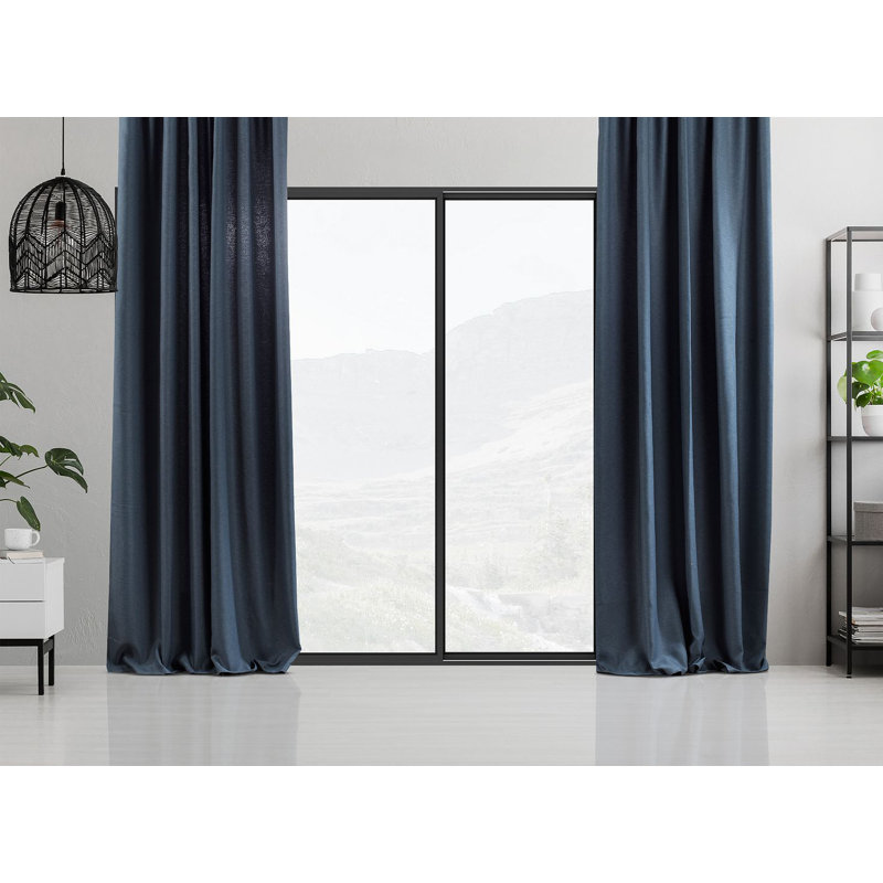 Blackout Single Curtain Panel, 130cm Width x 350cm Drop, Blue