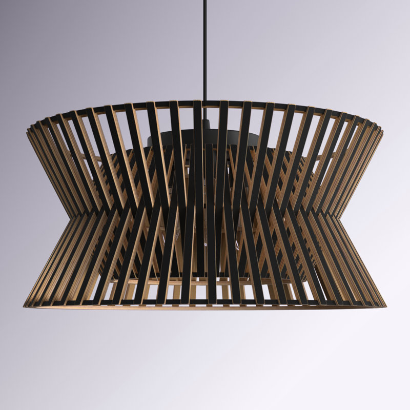 Arba 3-Light Dimmable Solid Wood Drum Chandelier, Black