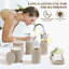 Ensemble d'accessoires de salle de bain, ensemble d'accessoires de salle de bain 6 pièces, porte-brosses à dents, distributeur de savon, plateau de coiffeuse, gobelet, pots en coton-tige, organisateur de salle de bain pour salle de bain moderne (beige)