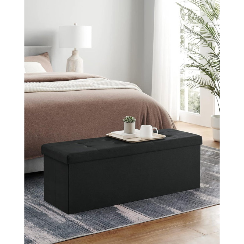 Rosica Upholstered Storage Bench, Light Black