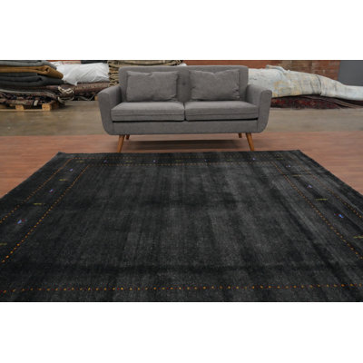 Tapis gris élégant à la main de style Gabbeh 8 x 8