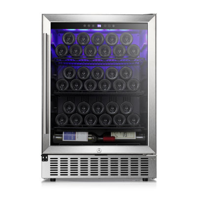 Electactic 24" Dual Zone Beverage Cooler - 46-Bottle/175-Can, Quiet, UV Glass, Blue LED & Adjustable Shelves