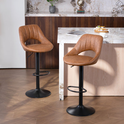 Alesea Swivel Upholstered Adjustable Height Counter Stool with Metal Frame