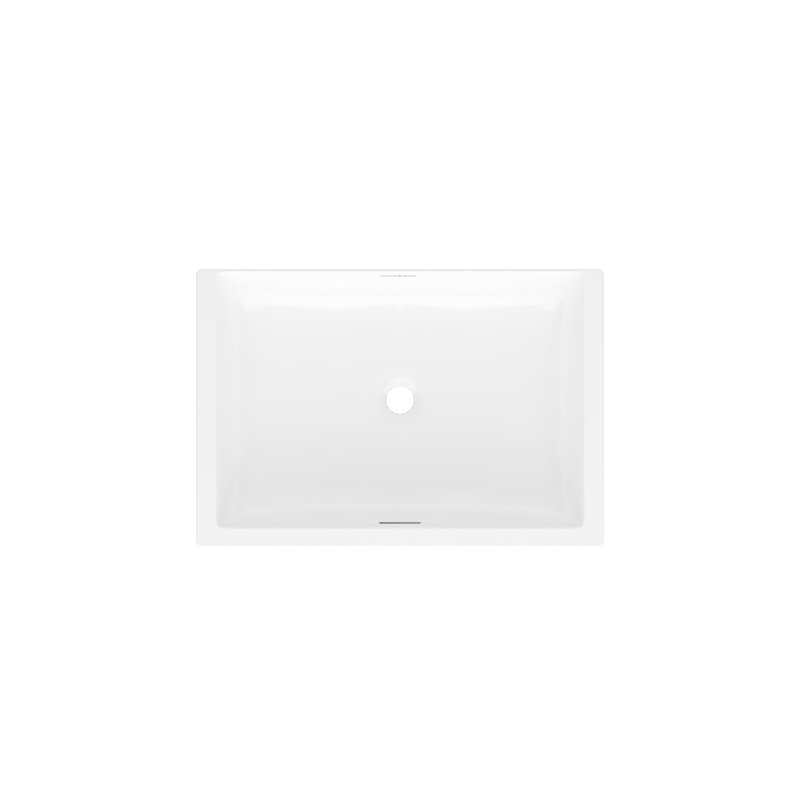 Kaldera White Rectangular Undermount Bathroom Sink and Overflow