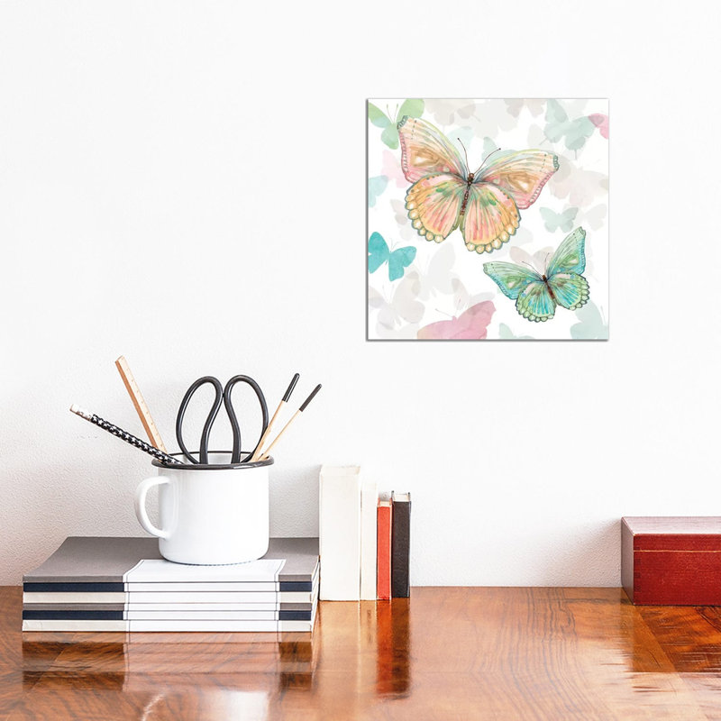 Asbury Garden Butterflies I by Carol Robinson - Print on Canvas, Wrapped Canvas, 66.04 cm H x 66.04 cm W x 3.175 cm D
