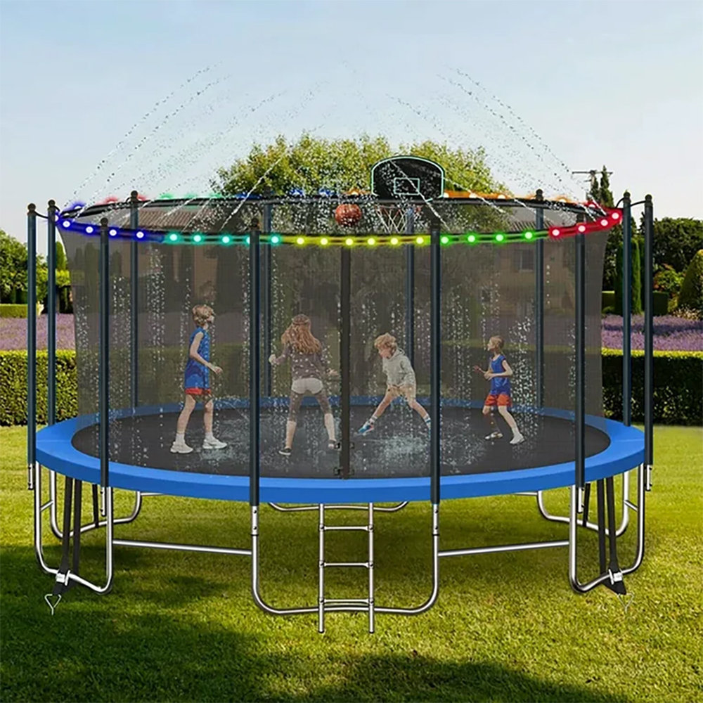 Fiziti Trampoline Series 16' Round Backyard Trampoline with Safety Enclosure