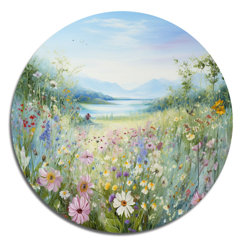 Art floral mural rond en métal Simplity Wreath, H 23 po x l 23 po
