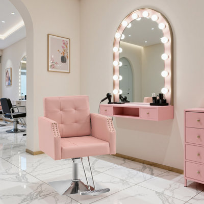 Fauteuil de coiffeuse à pompe hydraulique pour coiffeur, coiffeuse avec garniture cloutée