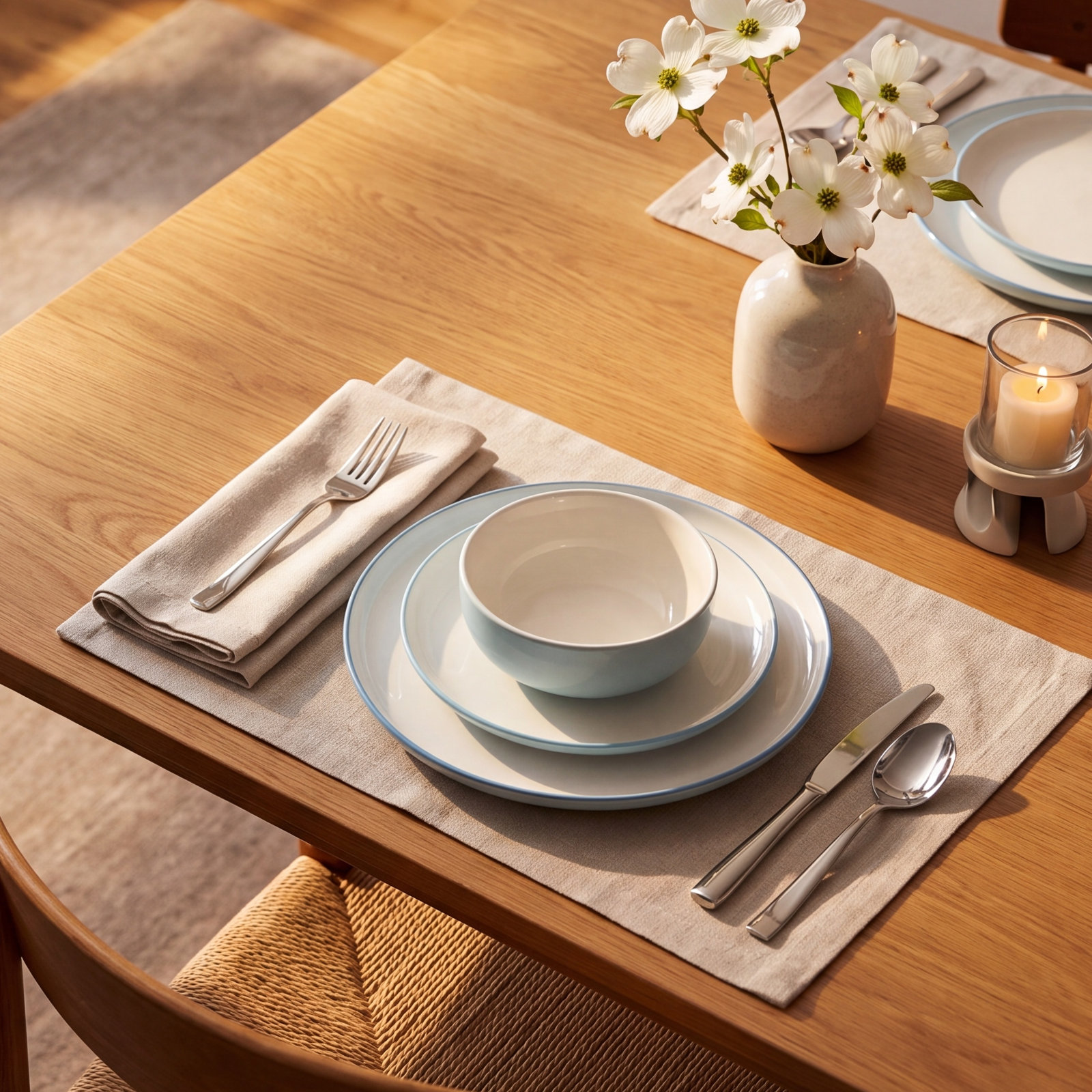 Porcelain Dinnerware Set, Blue