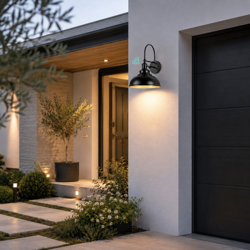 2-Pack Dusk To Dawn Sensor Gooseneck Barn Light - Farmhouse Outdoor Wall Sconce In Black And White(Bulb Not Include)