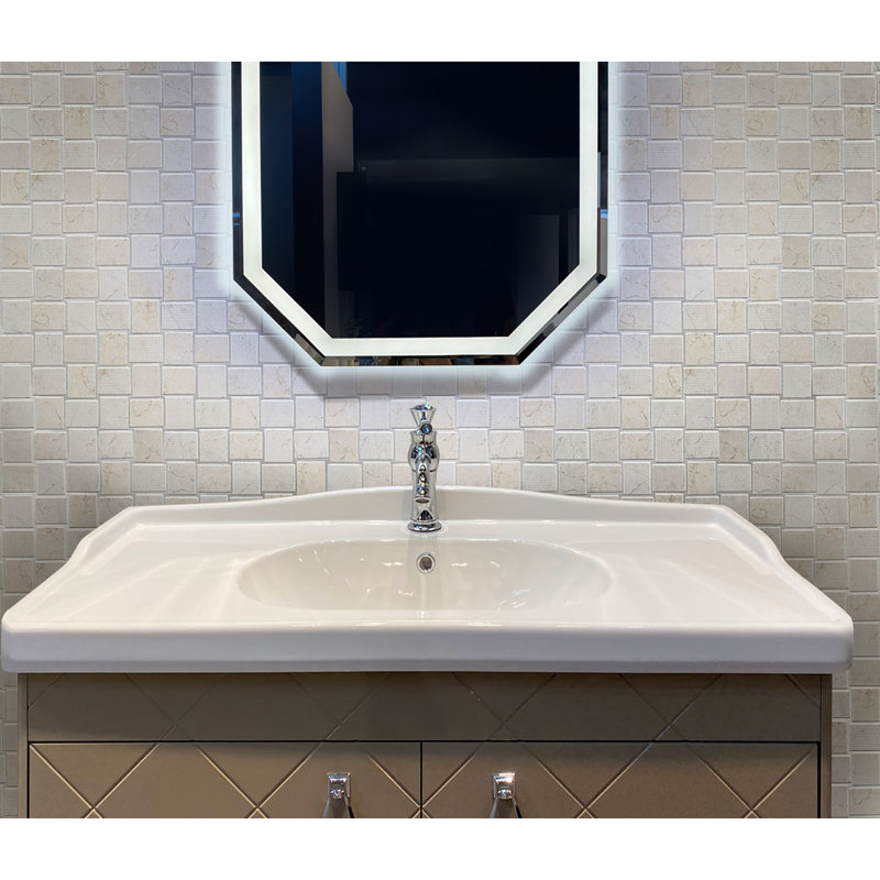 1.6 x 1.9 Marble Basketweave Mosaic Tile, Beige