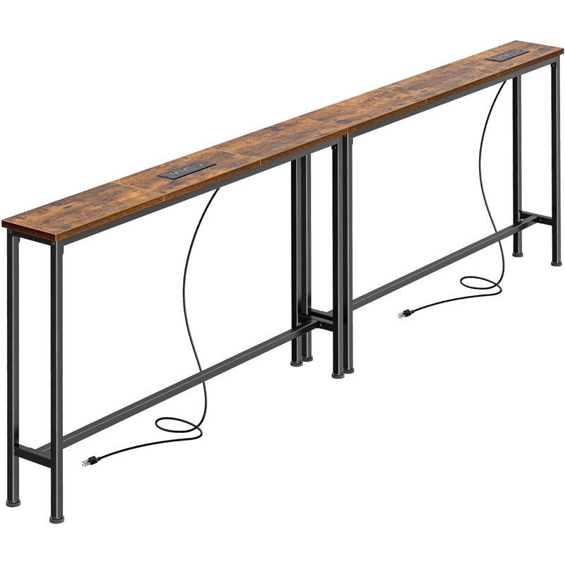 Console 78,8 pouces avec prise étroite et tables de canapé