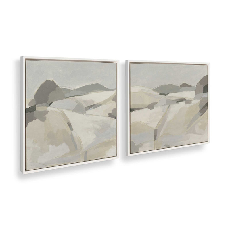 Ensemble de 2 couches de paysage discret, Cadre flottant blanc opaque, H 33 po x l 66 po x P 1,75 po