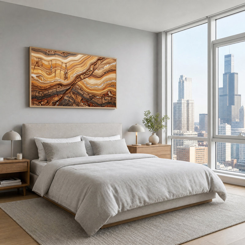 «Wavy Layered Wood Grain in Earth Tones», art mural sur toile