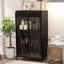 Armoire de rangement en métal de 47,6 po de hauteur avec portes en verre et couvercle rabattable