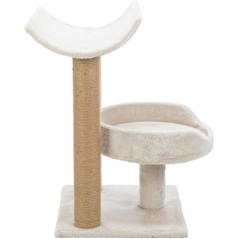 Light Gray and Beige Sisal 2-Level Cat Tree with Plush Platforms