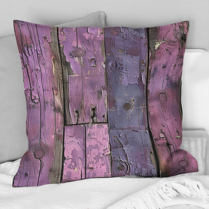 Lilas bois de grange II - Coussin Farmhouse, H 16 po x l 16 po, Carrée