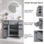 Meuble-lavabo moderne gris sur pied de 91 cm (36 po) en bois massif et MDF, avec lavabo simple en céramique, 6 tiroirs, armoire et quincaillerie complète.-134202882