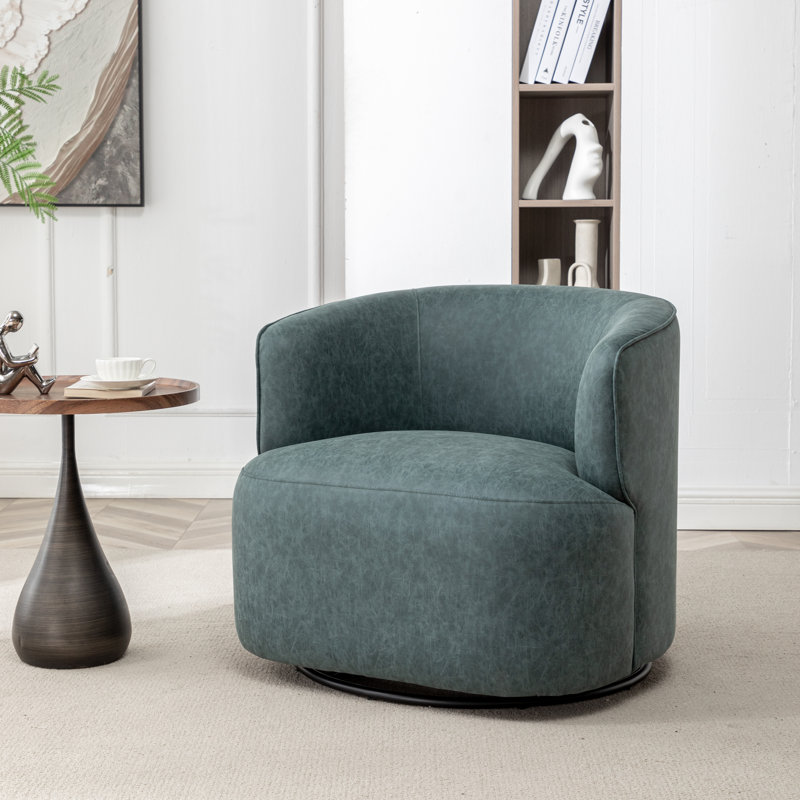 Fauteuil demi-tonneau pivotant de 32 po Tybias, Bleu