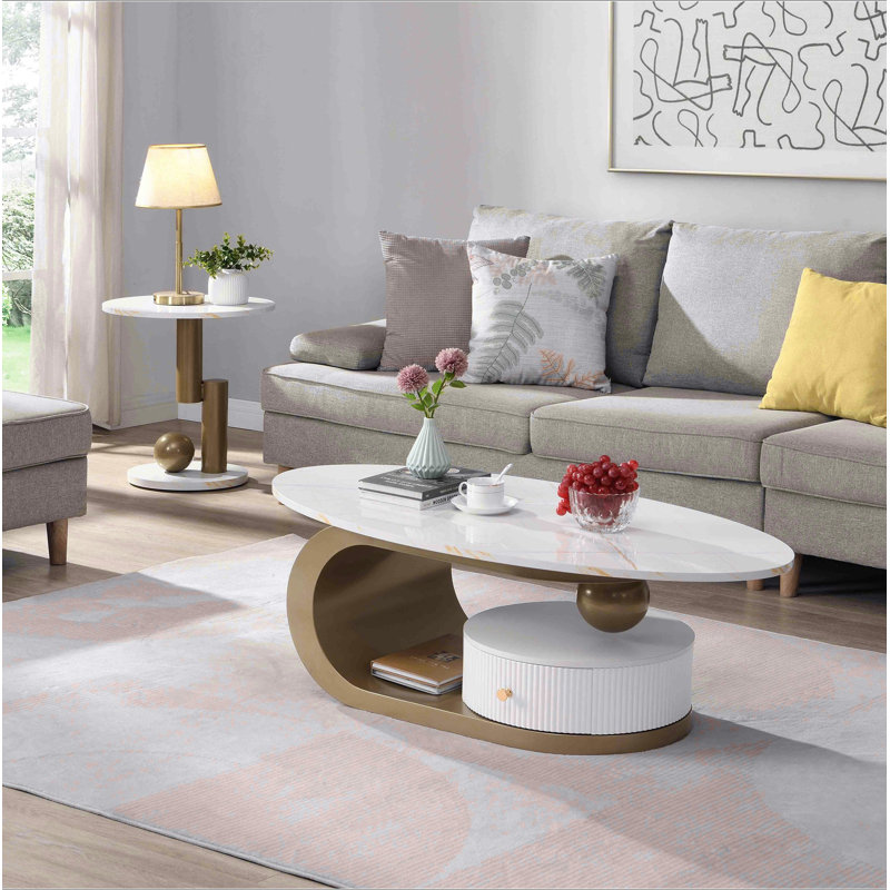 Ensemble de 2 tables de bout Modern Modern, Doré