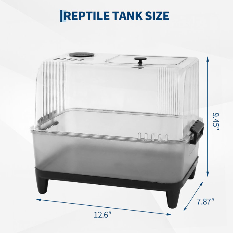 Ensemble de démarrage pour terrarium de reptiles, petit habitat en acrylique avec couvercle, tapis chauffant, hygromètre, bol, cachette et sable pour reptiles, mygales, lézards, grenouilles, geckos ou bernard-l'hermite.