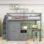 Lit mezzanine 2 tiroirs avec escalier de rangement, bureau, tablettes et garde-robe-381169849-381169851