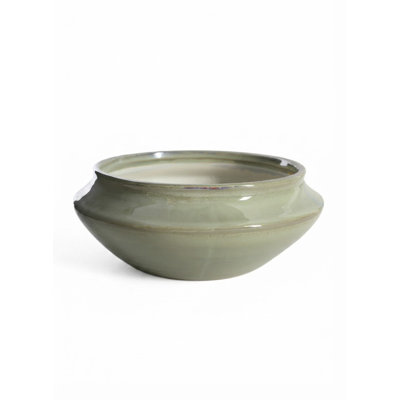  Bol à fleurs en céramique émaillée vert sauge, pot à plantes succulentes décoratif, grand pot d'intérieur pour cactus, bonsaï, jardins de mousse et arrangements floraux, 11 po de diamètre et 4,25 po de hauteur