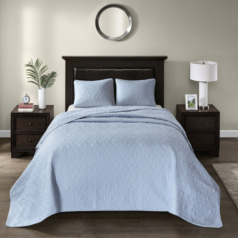 Ensemble de couvre-lit réversible bleu roi - Matelassage élégant - Grande taille pour un drapé magnifique - Garnissage en coton prélavé pour un sommeil confortable - Comprend 2 taies d'oreiller - Linge de lit lavable à la machine