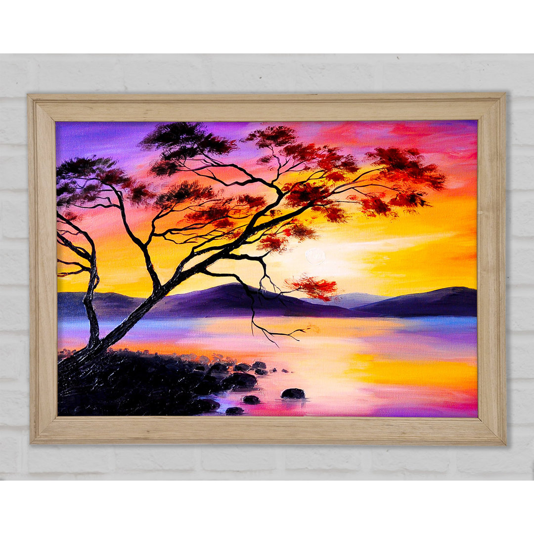 Sunset Lake Tree - Einzelner Bilderrahmen Kunstdrucke