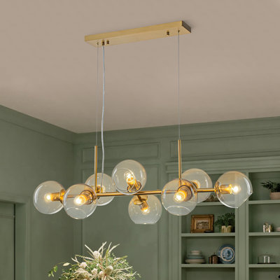 8-Light Sunset-Coloured Slanted Glass Linear Chandelier
