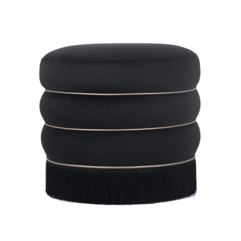 Velvet Ottoman, Black Velvet