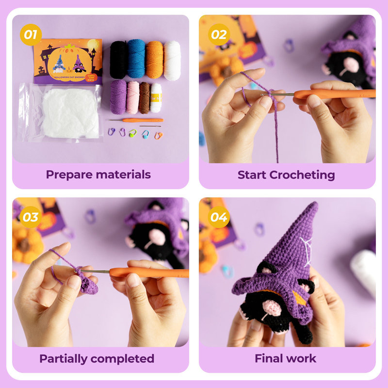 Halloween Halloween Gnomes Amigurumi DIY Kit au crochet Wizardi F07N8-m210