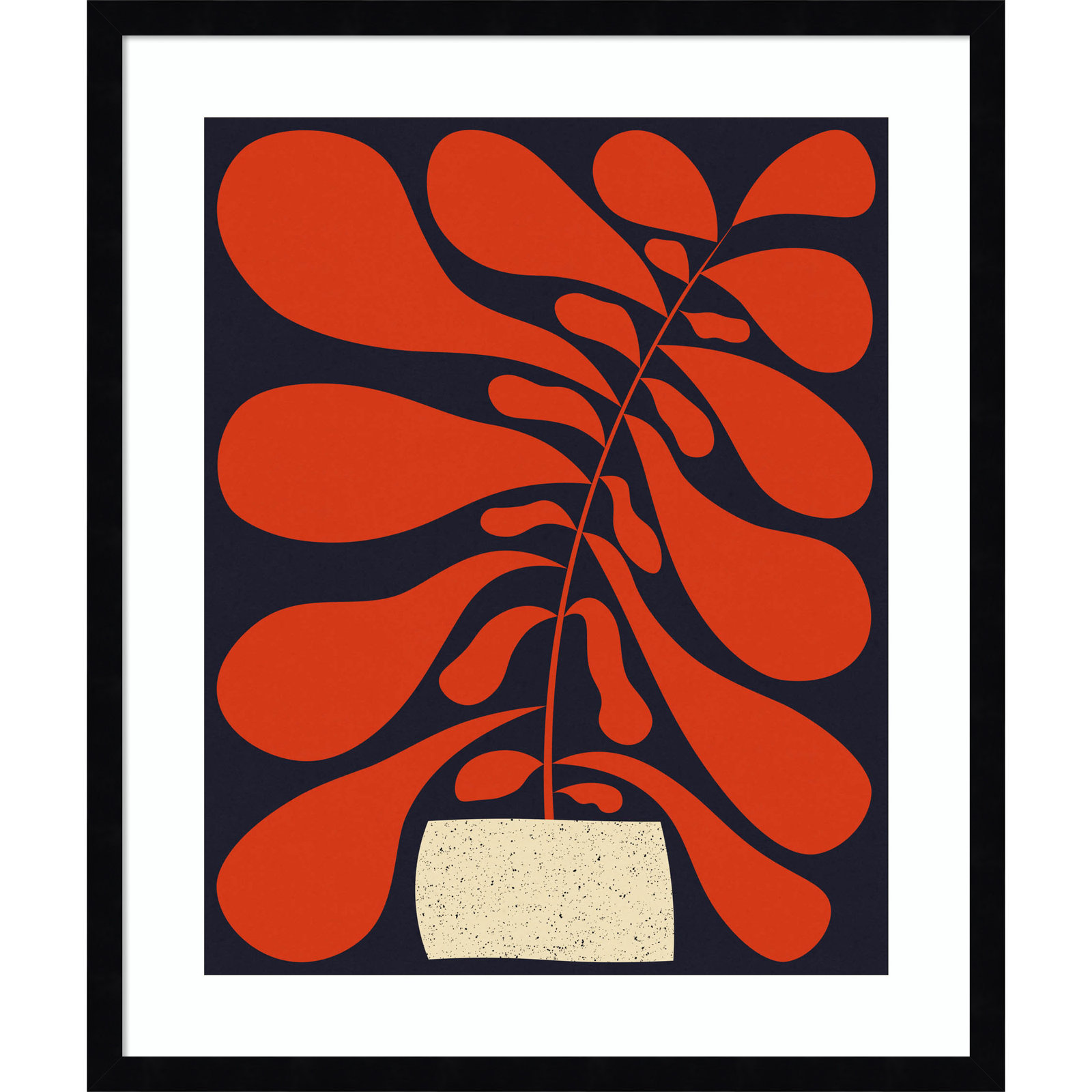 Lynne "Lazy Plant No. 1" Print, Black, 25" H x 21" W