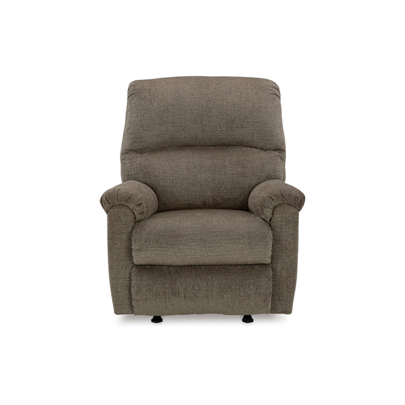Fauteuil inclinable manuel berçant Ead, mousse moelleuse, polyester brun muscade, Brun muscade