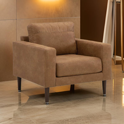 Fauteuil d'appoint Tely de 36 po, simili cuir brun caramel transitionnel