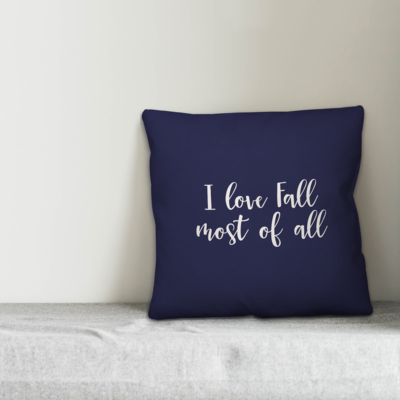  Coussin décoratif «I Love Fall Most of All», Bleu marine, Housse de coussin