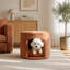 Repose-pieds pour animaux de compagnie avec coin caché, coussin amovible et pieds en bois d'acacia
