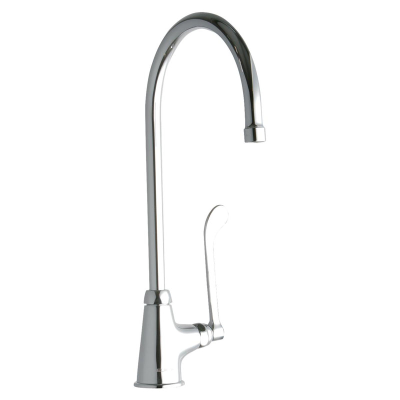 Monotrou avec robinet de commande simple et bec de col-de-cygne de 8 po et poignée de poignet de 6 po chromée