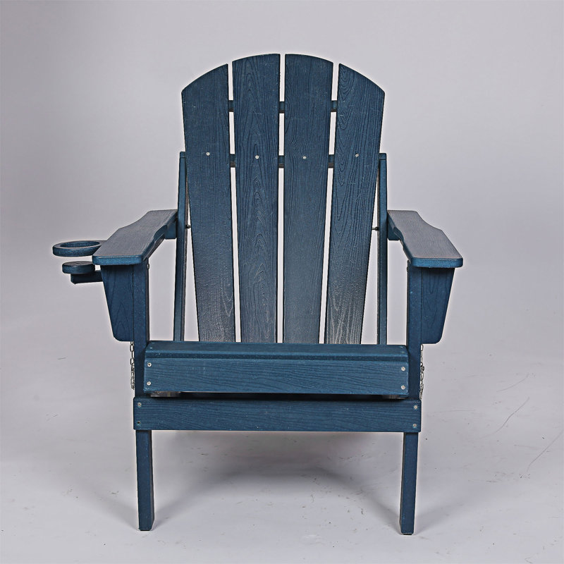 Chaise Adirondack pliante en PEHD avec porte-gobelet double, Marine