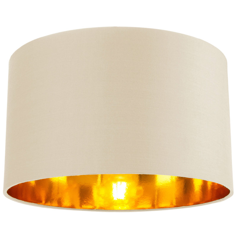 Contemporary Cotton Lamp/Light Shade with Shiny Paper Inner, 22cm H x 35cm W x 35cm D, Cream