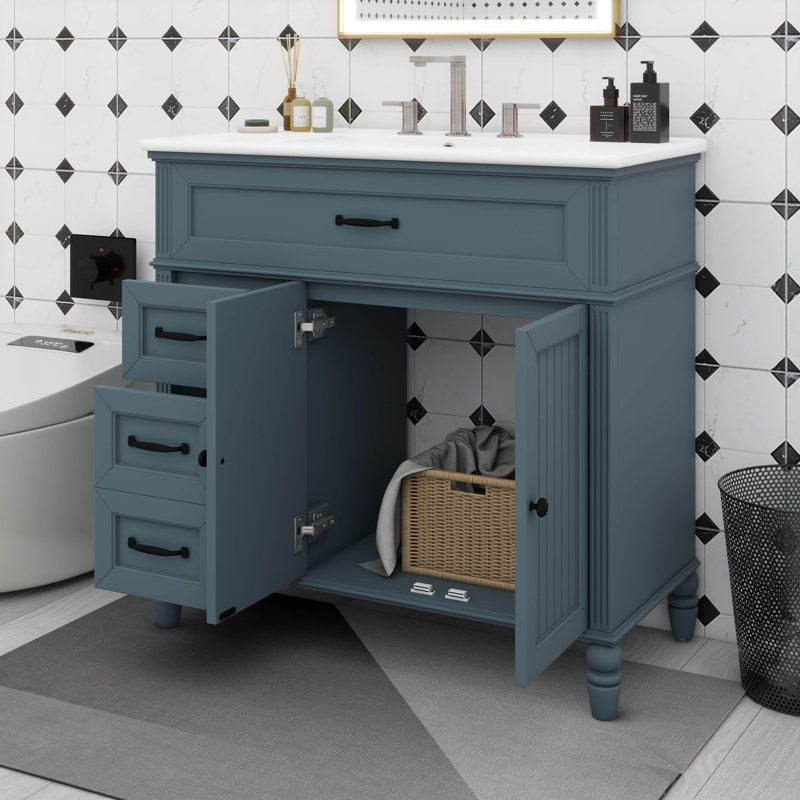 Meuble-lavabo noir 36 po avec lavabo 36 po