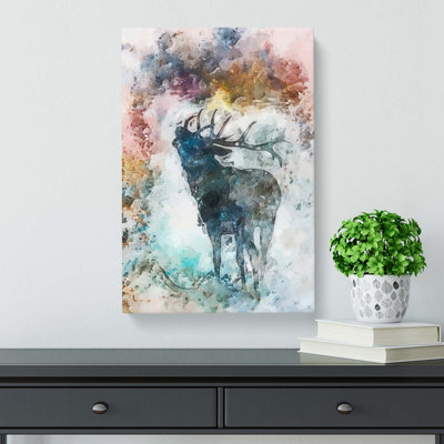 A Deer Stag Silhouette - Wrapped Canvas