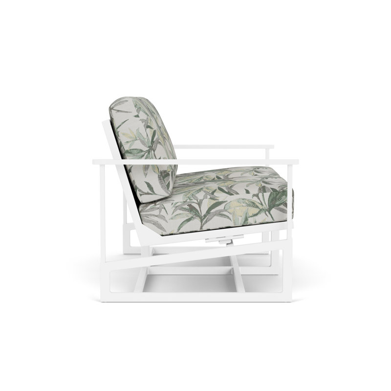 Outdoor Summit Rocker Bench with Cushions, Mink, Calidora Mist, Matte White