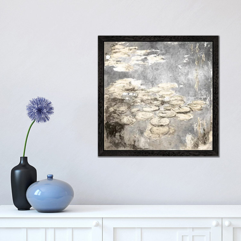 Nympheas IV - Print on Canvas, 93.98 cm H x 93.98 cm W, Black Floater Framed